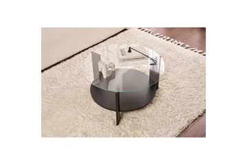 Sofabord Clara 75 cm med Glassplate - Tre Svart / Transparent - Møbler - Bord - Sofabord & salongbord