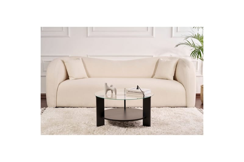 Sofabord Clara 75 cm med Glassplate - Tre Svart / Transparent - Møbler - Bord - Sofabord & salongbord
