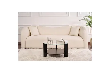 Sofabord Clara 75 cm med Glassplate - Tre Svart / Transparent - Møbler - Bord - Sofabord & salongbord