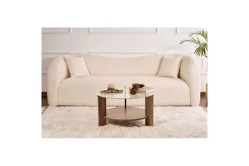 Sofabord Clara 75 cm med Glassplate - Valnøtt / Transparent - Møbler - Bord - Sofabord & salongbord