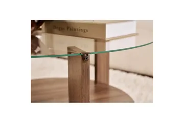 Sofabord Clara 75 cm med Glassplate - Valnøtt / Transparent - Møbler - Bord - Sofabord & salongbord