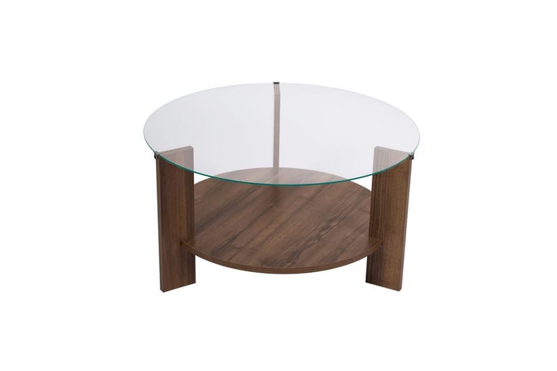 Sofabord Clara 75 cm med Glassplate - Valnøtt / Transparent - Møbler - Bord - Sofabord & salongbord
