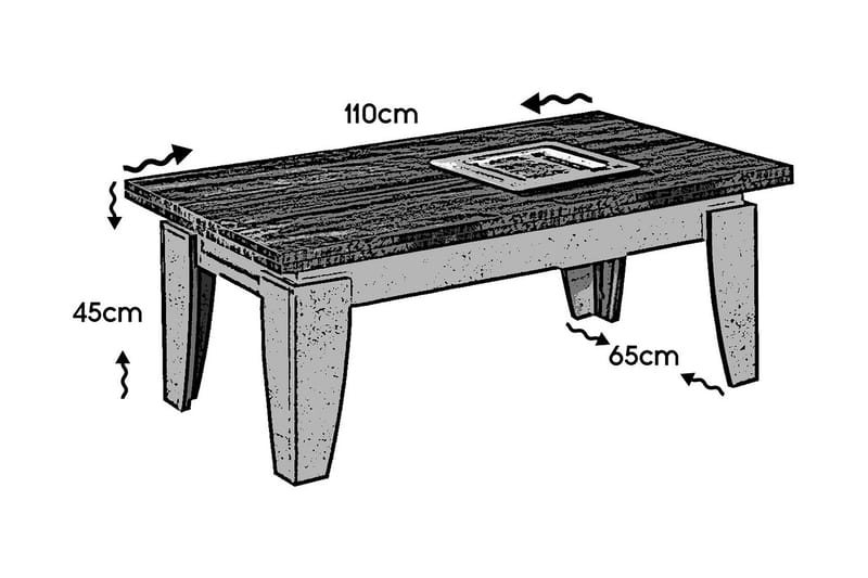 Comfortale 110 cm Rektangulært Sofabord i Malt Tre - Gråbrun - Møbler - Bord - Sofabord & salongbord
