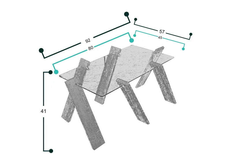 Comfortale Maxi Sofabord 92 cm - Glass/Hvit - Møbler - Bord - Sofabord & salongbord