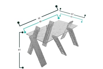 Comfortale Maxi Sofabord 92 cm - Glass/Hvit - Møbler - Bord - Sofabord & salongbord