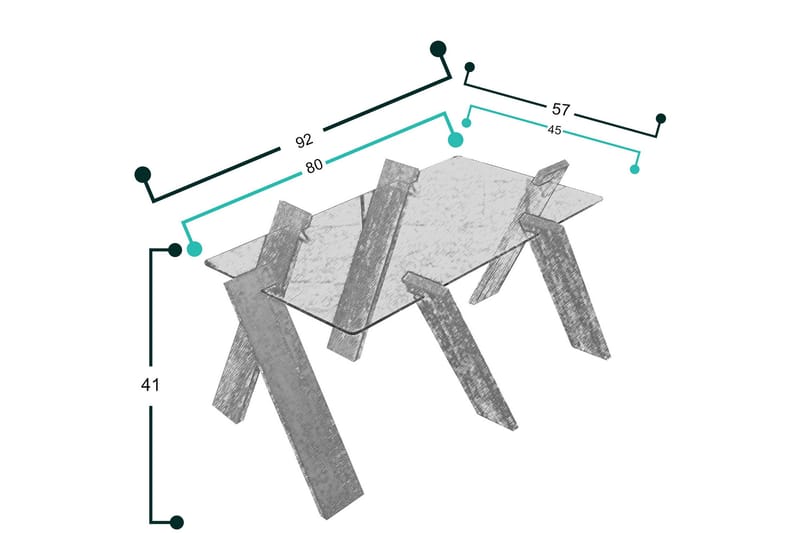 Comfortale Maxi Sofabord 92 cm - Glass/Hvit - Møbler - Bord - Sofabord & salongbord