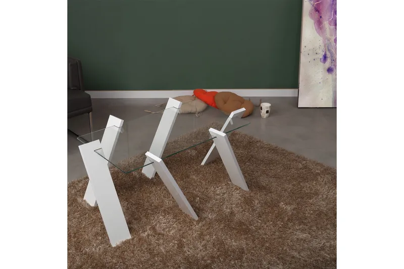 Comfortale Maxi Sofabord 92 cm - Glass/Hvit - Møbler - Bord - Sofabord & salongbord