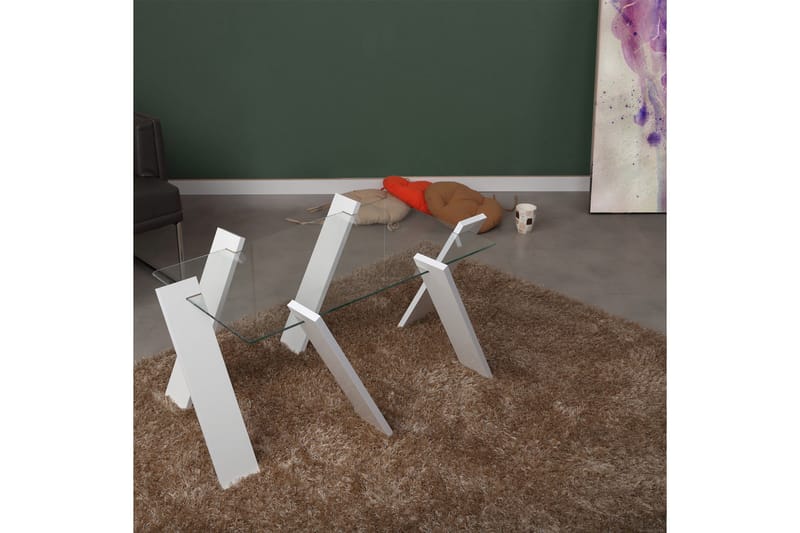Comfortale Maxi Sofabord 92 cm - Glass/Hvit - Møbler - Bord - Sofabord & salongbord