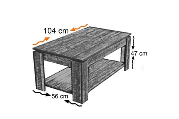 Comfortale Sofabord 104 cm med Oppbevaringshylle - Lyse Eikefarge - Møbler - Bord - Sofabord & salongbord