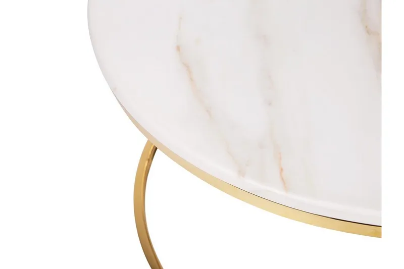 Coralla Sofabord 70 cm Rundt Marmormønster - Hvit/Gull - Møbler - Bord - Sofabord & salongbord