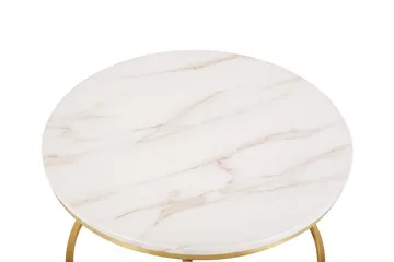 Coralla Sofabord 70 cm Rundt Marmormønster - Hvit/Gull - Møbler - Bord - Sofabord & salongbord