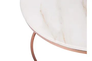 Coralla Sofabord 70 cm Rundt Marmormønster - Hvit/Kobber - Møbler - Bord - Sofabord & salongbord