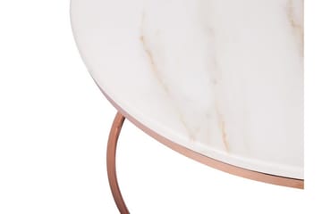 Coralla Sofabord 70 cm Rundt Marmormønster - Hvit/Kobber - Møbler - Bord - Sofabord & salongbord