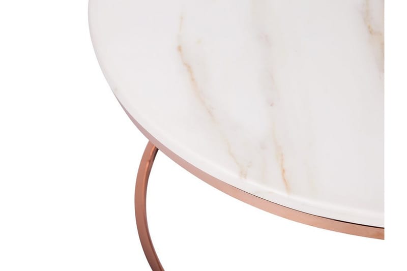 Coralla Sofabord 70 cm Rundt Marmormønster - Hvit/Kobber - Møbler - Bord - Sofabord & salongbord
