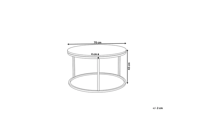 Coralla Sofabord 70 cm Rundt Marmormønster - Hvit/Kobber - Møbler - Bord - Sofabord & salongbord