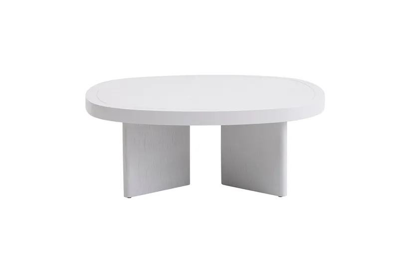 Cream 92 cm Ovalt Sofabord i Tre - Hvit - Møbler - Bord - Sofabord & salongbord