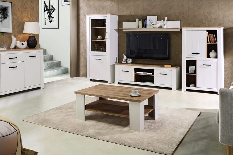 Crumpton Bord 107 cm - Hvit/Brun - Møbler - Bord - Sofabord & salongbord