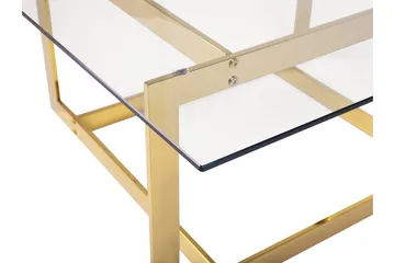 Crystal 80 cm Kvadratisk Sofabord med Geometrisk Understell i Glass - Klar - Møbler - Bord - Sofabord & salongbord