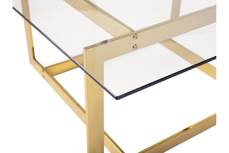 Crystal 80 cm Kvadratisk Sofabord med Geometrisk Understell i Glass - Klar - Møbler - Bord - Sofabord & salongbord