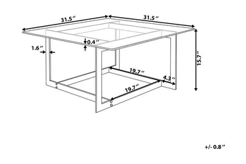 Crystal 80 cm Kvadratisk Sofabord med Geometrisk Understell i Glass - Klar - Møbler - Bord - Sofabord & salongbord