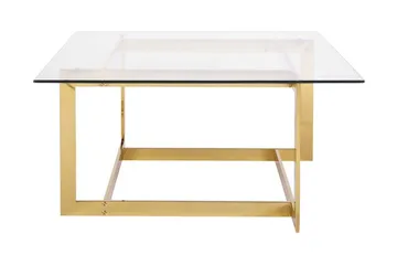 Crystal 80 cm Kvadratisk Sofabord med Geometrisk Understell i Glass - Klar - Møbler - Bord - Sofabord & salongbord