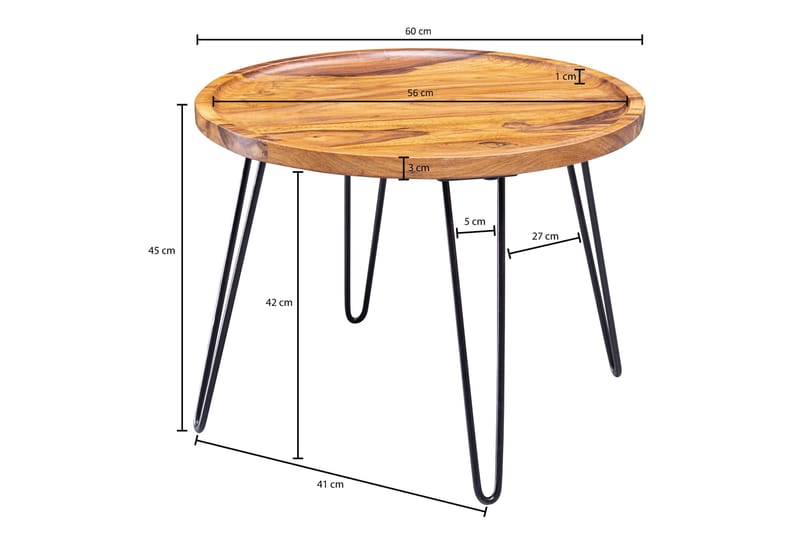Dannemare Sofabord 60 cm Rundt - Massivt Tre/Svart - Møbler - Bord - Sofabord & salongbord