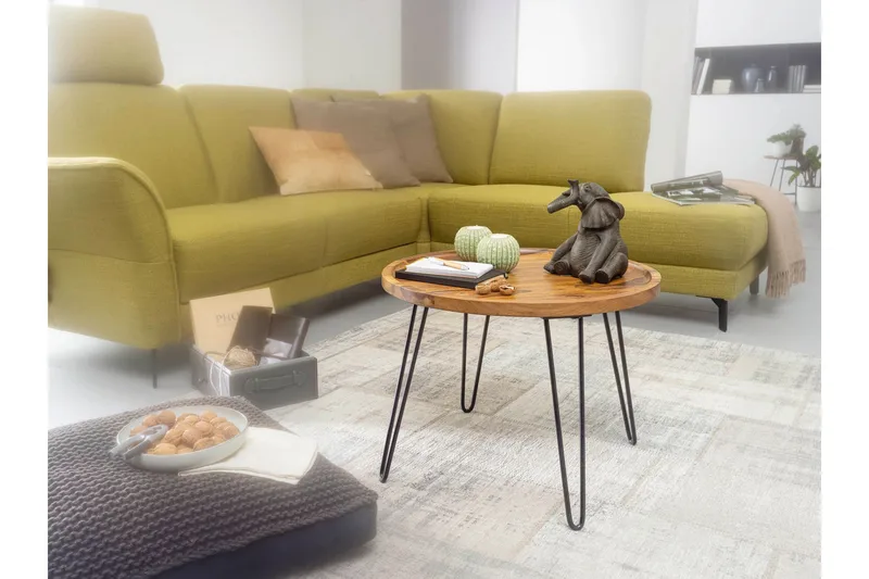 Dannemare Sofabord 60 cm Rundt - Massivt Tre/Svart - Møbler - Bord - Sofabord & salongbord