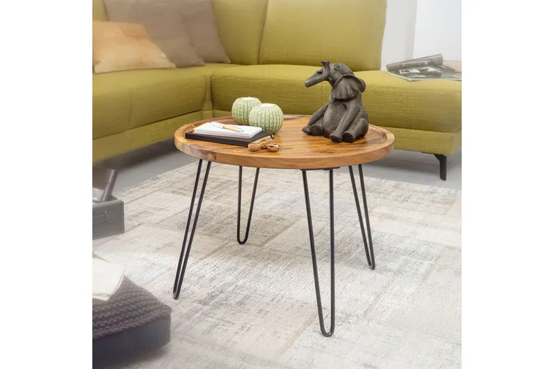 Dannemare Sofabord 60 cm Rundt - Massivt Tre/Svart - Møbler - Bord - Sofabord & salongbord