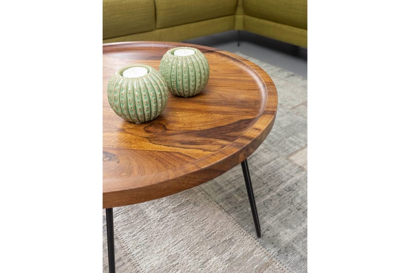 Dannemare Sofabord 60 cm Rundt - Massivt Tre/Svart - Møbler - Bord - Sofabord & salongbord