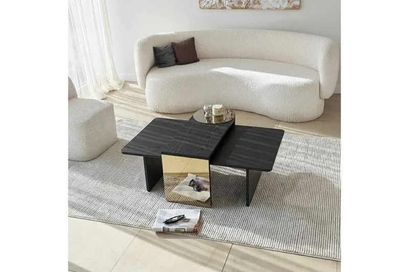 Dasina Sett med bord 105 cm - Svart - Møbler - Bord - Sofabord & salongbord