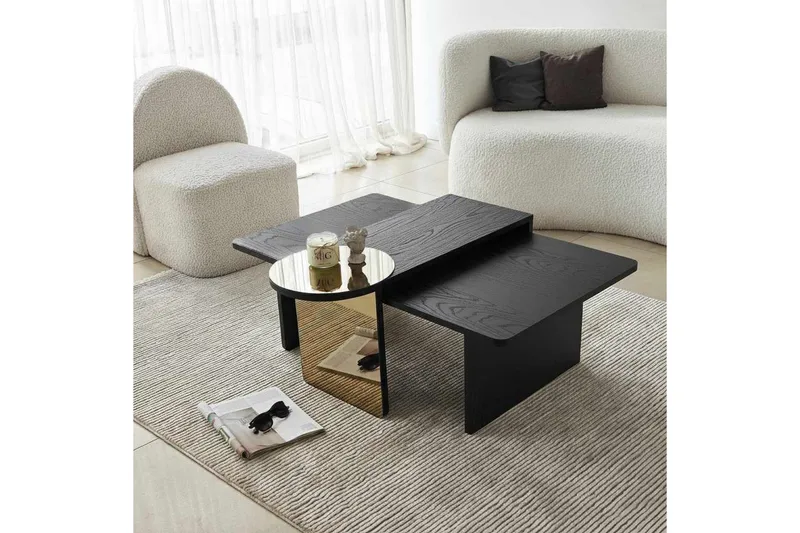 Dasina Sett med bord 105 cm - Svart - Møbler - Bord - Sofabord & salongbord