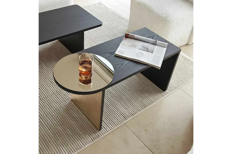 Dasina Sett med bord 105 cm - Svart - Møbler - Bord - Sofabord & salongbord