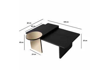 Dasina Sett med bord 105 cm - Svart - Møbler - Bord - Sofabord & salongbord