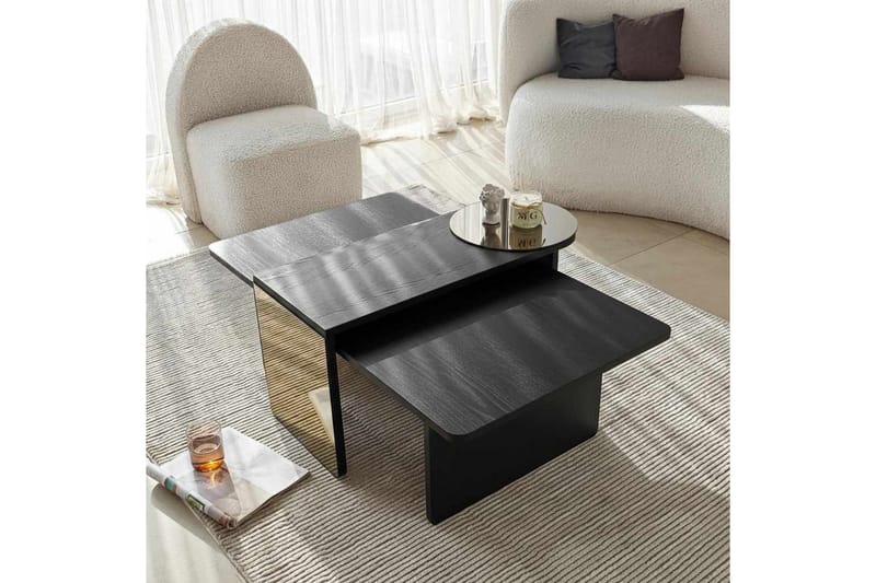 Dasina Sett med bord 105 cm - Svart - Møbler - Bord - Sofabord & salongbord