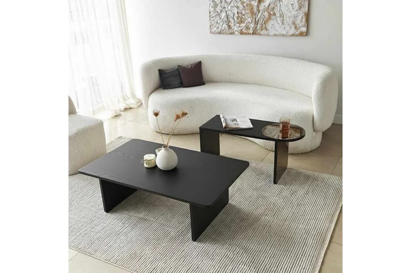 Dasina Sett med bord 105 cm - Svart - Møbler - Bord - Sofabord & salongbord