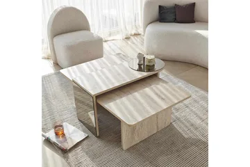 Dasina Sett med bord 105 cm - Travertin - Møbler - Bord - Sofabord & salongbord