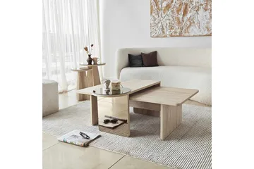 Dasina Sett med bord 105 cm - Travertin - Møbler - Bord - Sofabord & salongbord