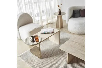 Dasina Sett med bord 105 cm - Travertin - Møbler - Bord - Sofabord & salongbord