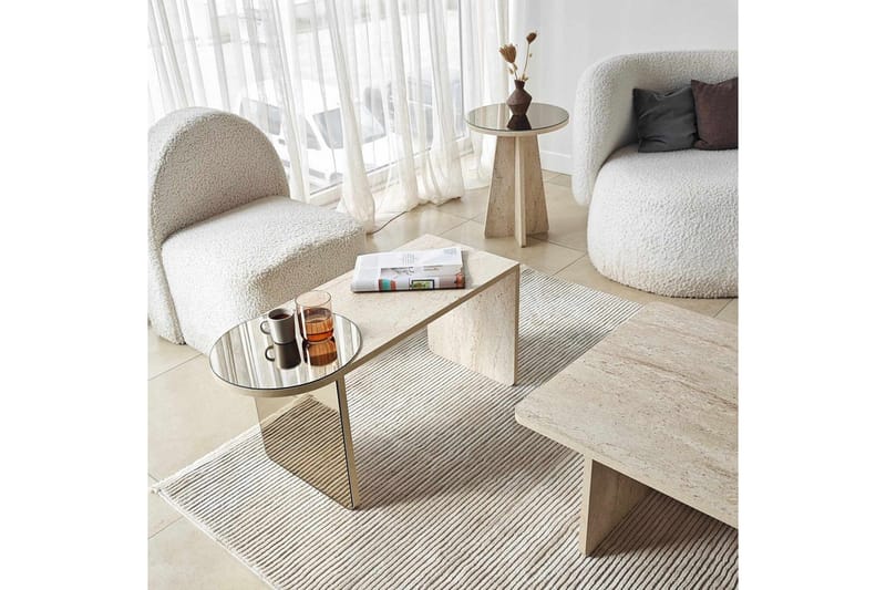 Dasina Sett med bord 105 cm - Travertin - Møbler - Bord - Sofabord & salongbord