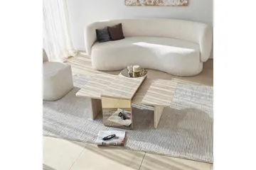 Dasina Sett med bord 105 cm - Travertin - Møbler - Bord - Sofabord & salongbord