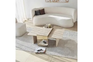 Dasina Sett med bord 105 cm - Travertin - Møbler - Bord - Sofabord & salongbord