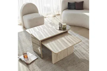 Dasina Sett med bord 105 cm - Travertin - Møbler - Bord - Sofabord & salongbord