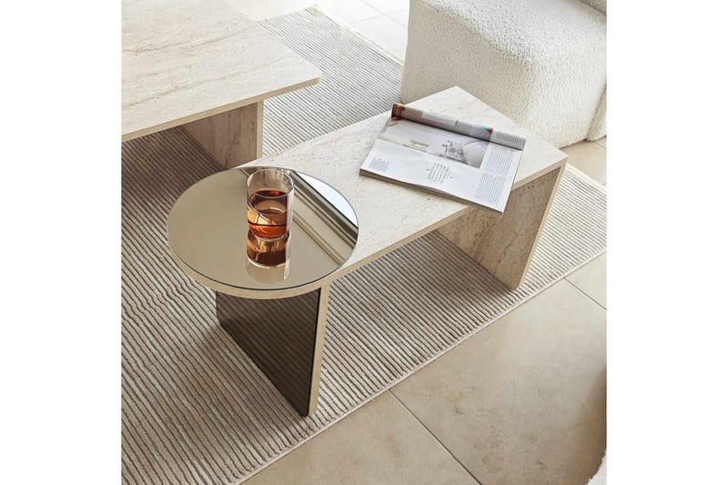 Dasina Sett med bord 105 cm - Travertin - Møbler - Bord - Sofabord & salongbord