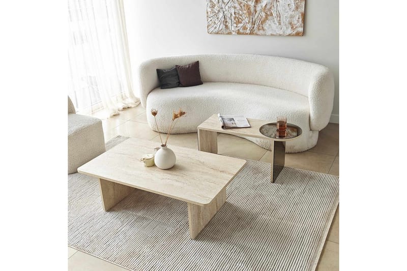 Dasina Sett med bord 105 cm - Travertin - Møbler - Bord - Sofabord & salongbord