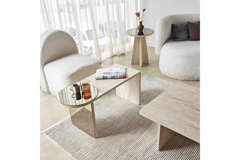 Dasina Sett med bord 105 cm - Travertin - Møbler - Bord - Sofabord & salongbord
