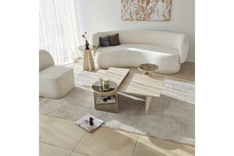 Dasina Sett med bord 105 cm - Travertin - Møbler - Bord - Sofabord & salongbord