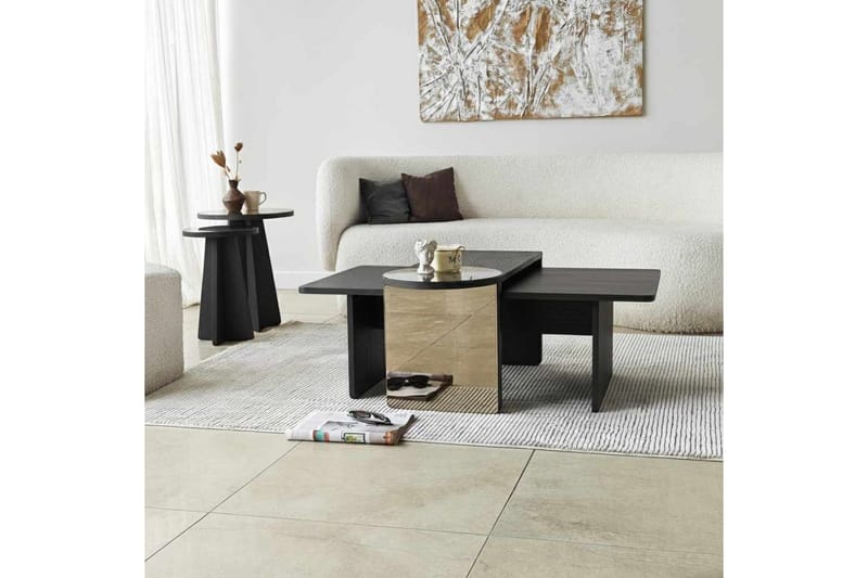 Dasina Sett med bord 82 cm - Svart - Møbler - Bord - Sofabord & salongbord