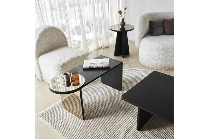 Dasina Sett med bord 82 cm - Svart - Møbler - Bord - Sofabord & salongbord