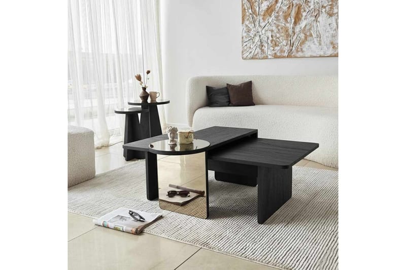 Dasina Sett med bord 82 cm - Svart - Møbler - Bord - Sofabord & salongbord