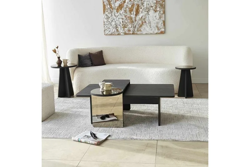 Dasina Sett med bord 82 cm - Svart - Møbler - Bord - Sofabord & salongbord